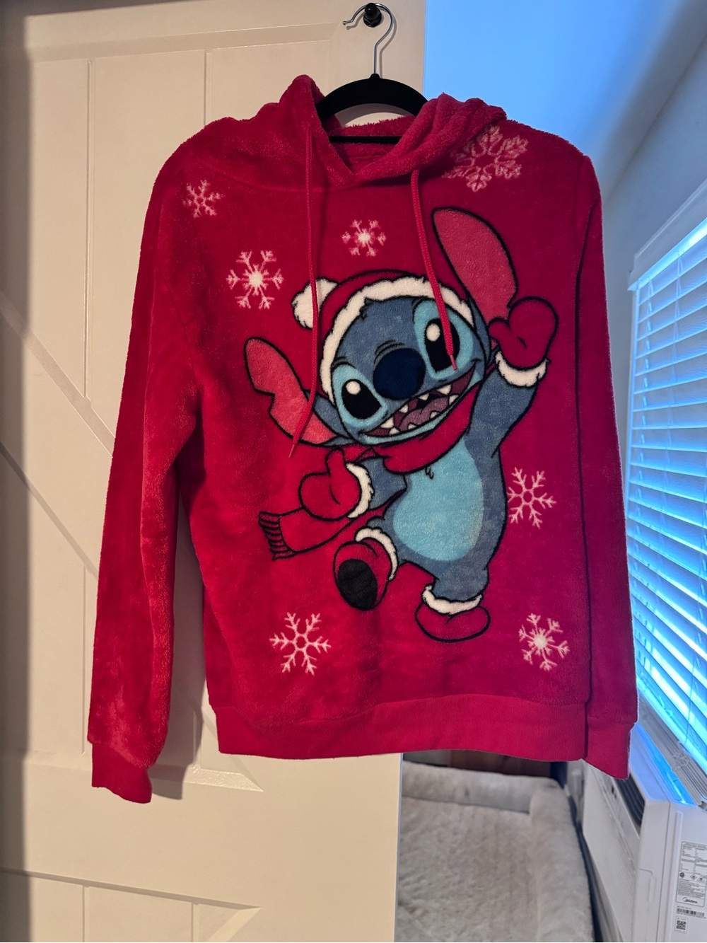 Disney Red Stitch Holiday Plush Hoodie Sweater